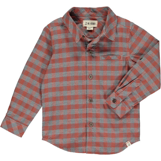 ATWOOD WOVEN SHIRT - GREY/RUST PLAID