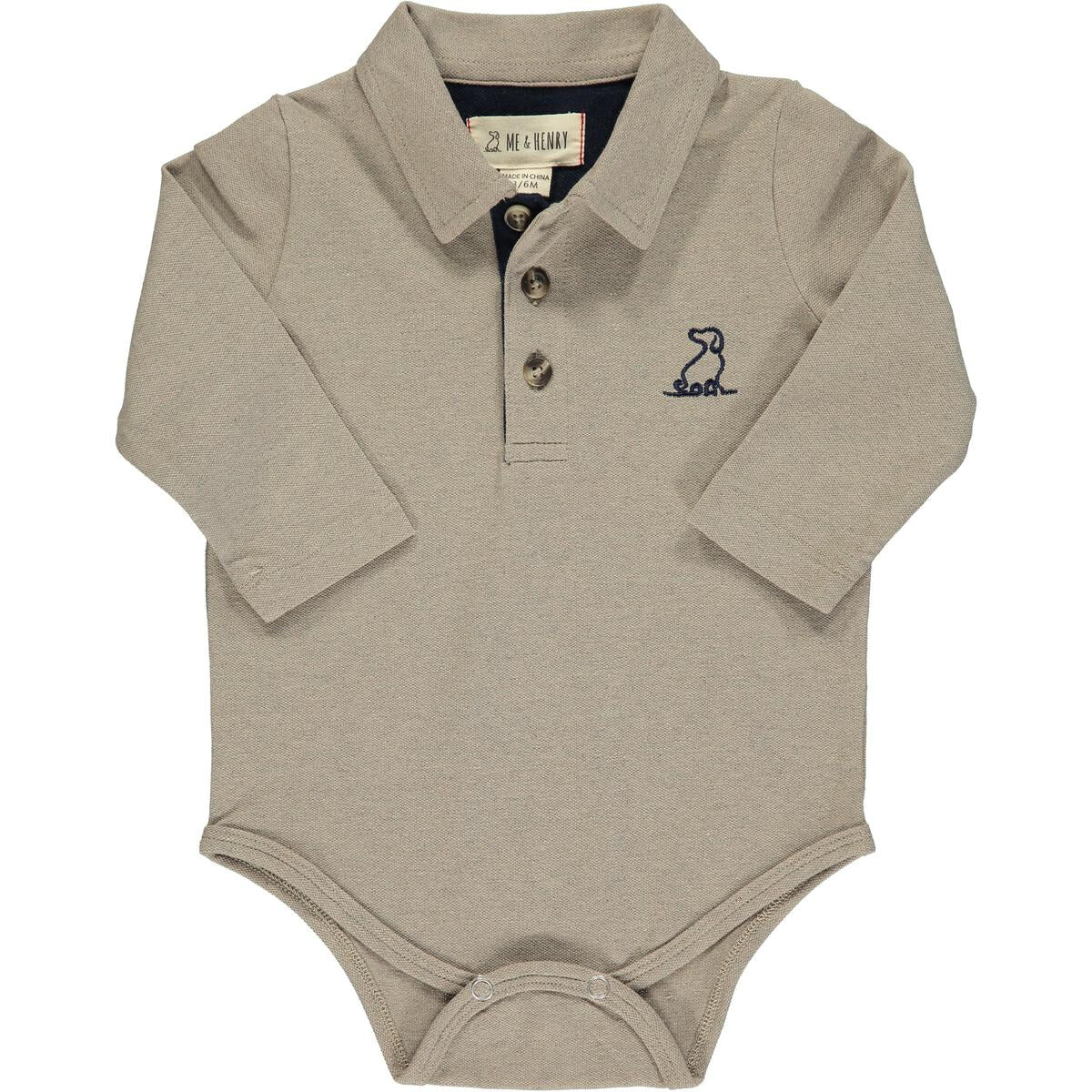 SEYMOUR POLO ONESIE - TAN PIQUE