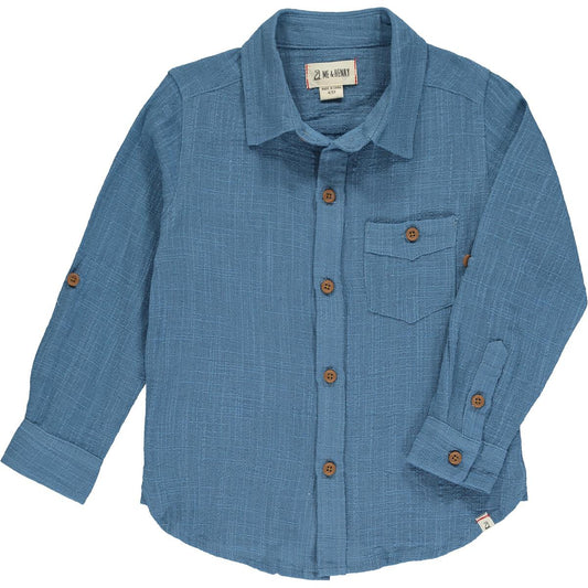 MERCHANT LONG SLEEVED SHIRT - BLUE COTTON