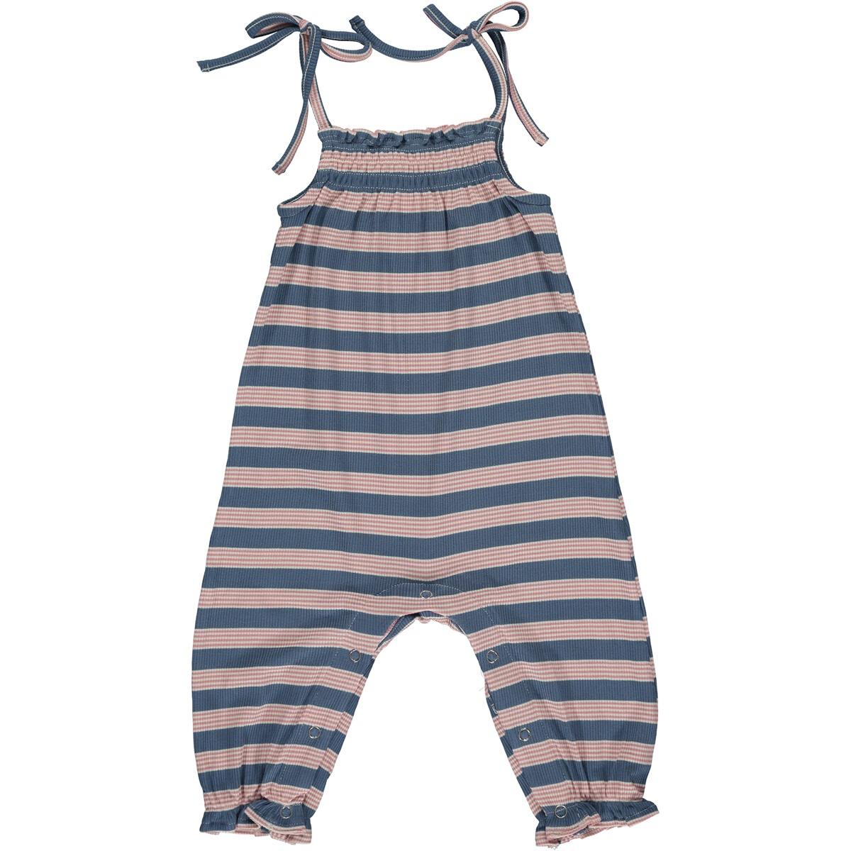 VICTORIA ROMPER - BLUE RIB STRIPE
