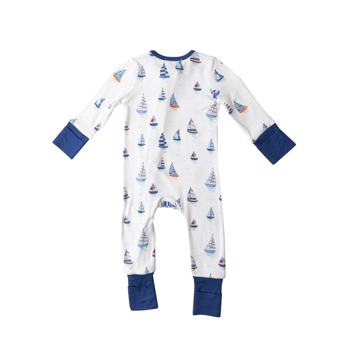 NAUTICAL BOATS ZIPPERED ROMPER