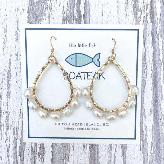 CLASS-SEA MINI SCHOONER PEARL WRAPPED EARRINGS - GOLD