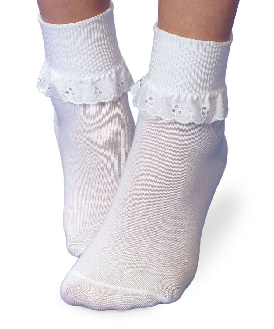 JEFFERIES SOCKS - EYELET LACE - WHITE
