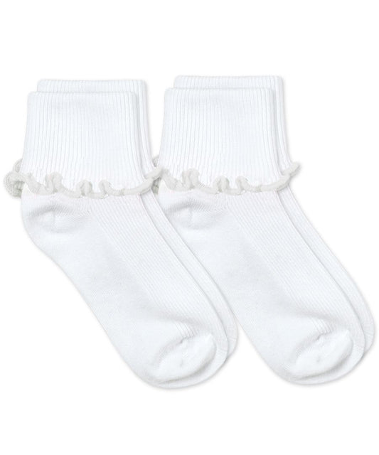 JEFFERIES SOCKS - SEAMLESS TOE TURN CUFF RIPPLE EDGE 2 PACK - WHITE