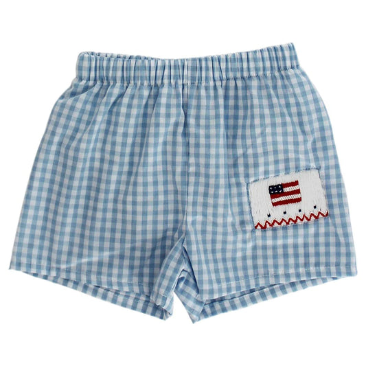 FLAGS SWIM TRUNK - BLUE GINGHAM