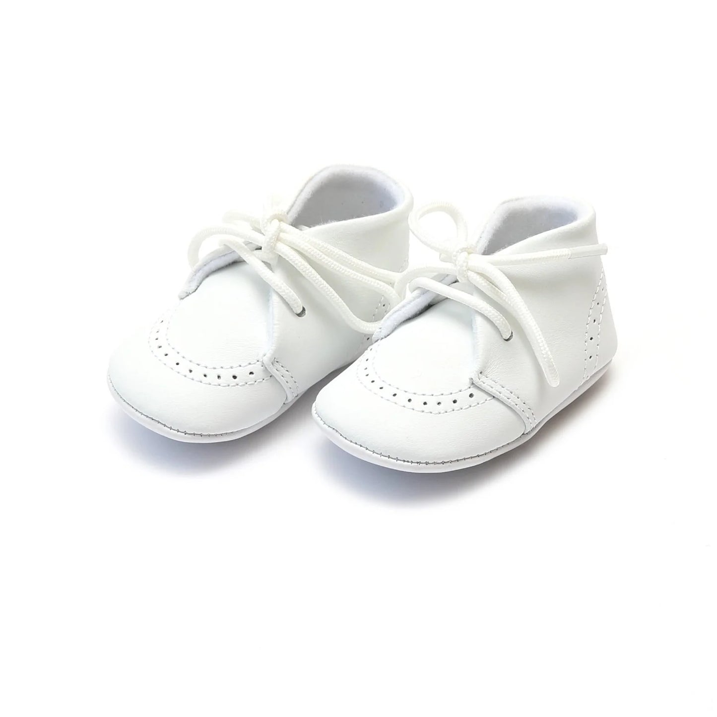 BENNY LEATHER BROGUE BROGUE OXFORD CRIB SHOE - WHITE