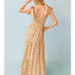 A PRINTED WOVEN MAXI DRESS - IVORY PINK