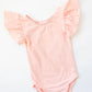 PEACH S/S FLUTTER SLEEVE LEOTARD