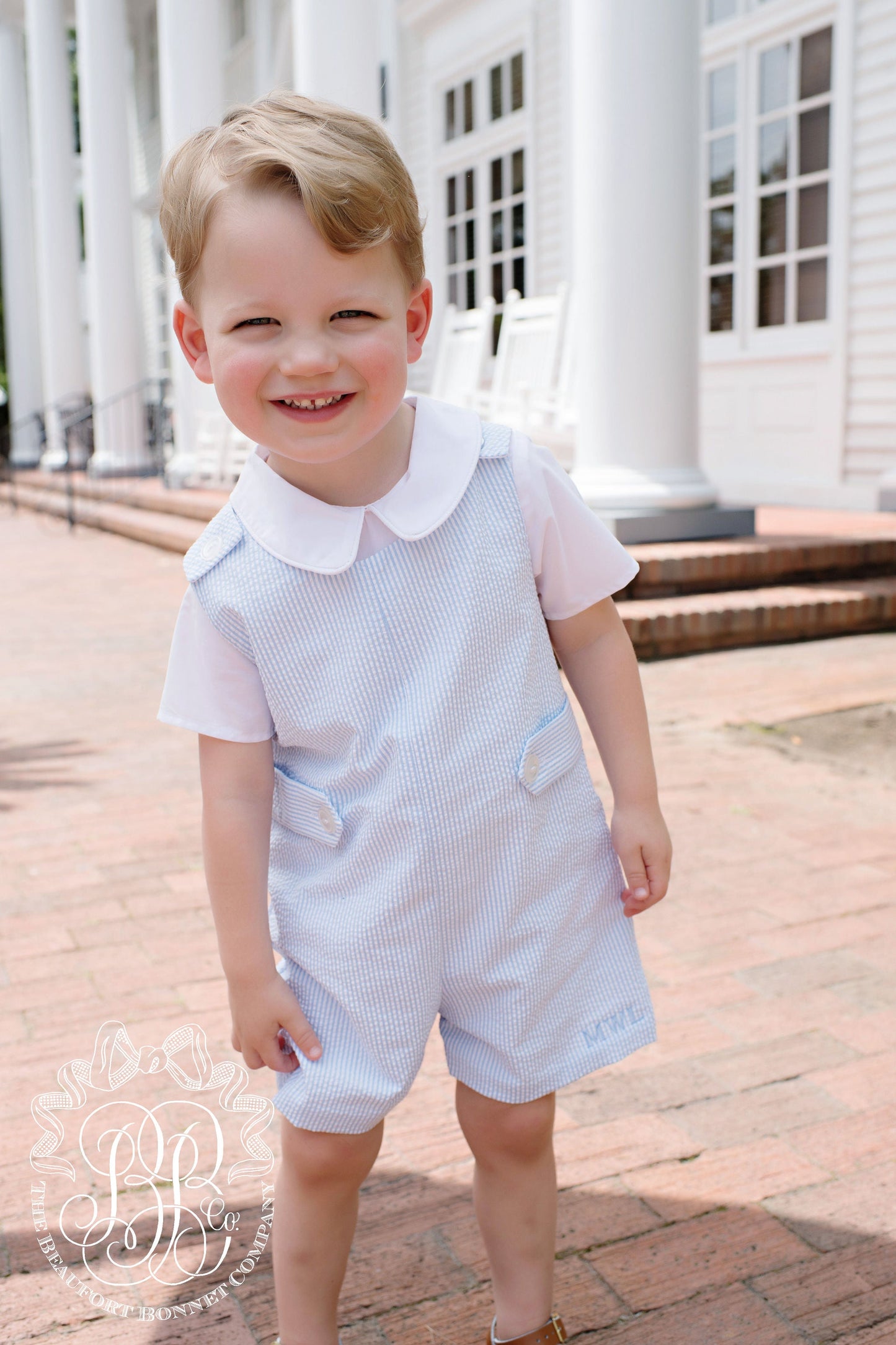 PETER PAN  SHIRT - WOVEN SHORT SLEEVE ONESIE - WORTH AVENUE WHITE