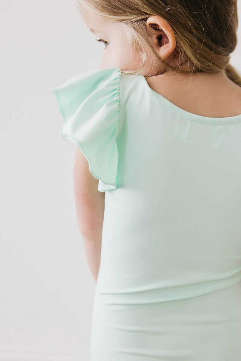 PASTEL GREEN S/S FLUTTER SLEEV LEOTARD