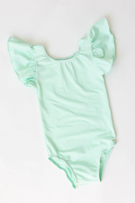 PASTEL GREEN S/S FLUTTER SLEEV LEOTARD