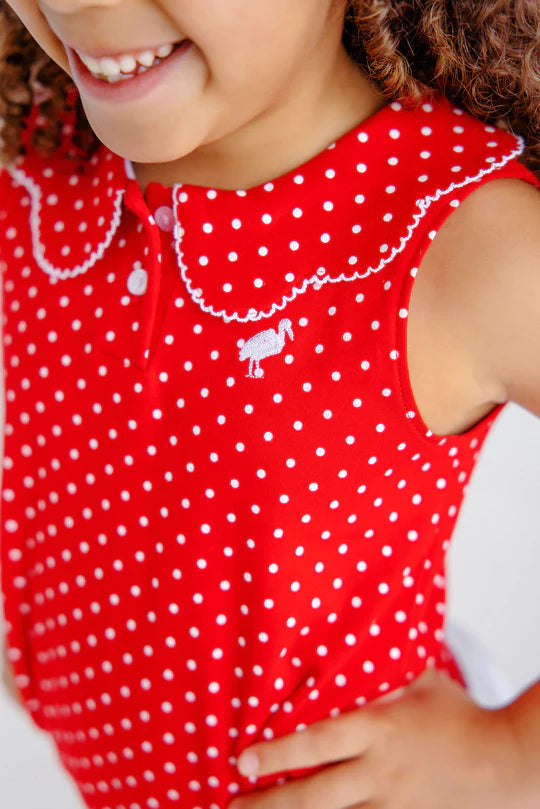 PAIGE’S PLAYFUL POLO - RICHMOND RED WHITE MICTRO DOT