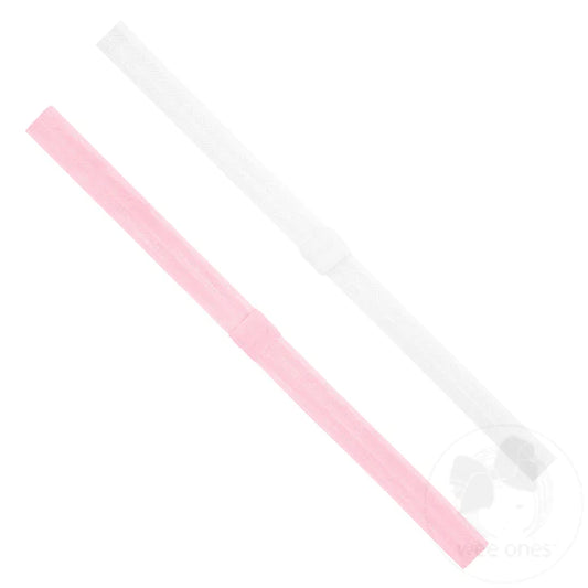 TWO PACK ADD-A-BOW ELASTIC BAND - WHITE/LIGHT PINK