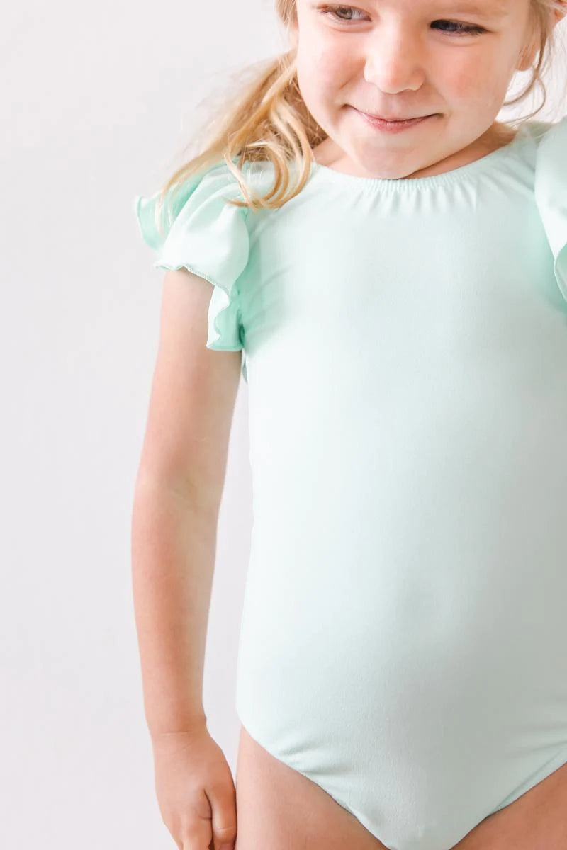 PASTEL GREEN S/S FLUTTER SLEEV LEOTARD