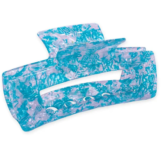 MEDUIM SQUARE MARBLE HAIR CLAW CLIP - TURQUOISE