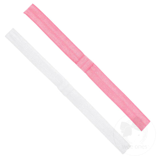 TWO PACK ADD-A BOW ELASTIC BANDS - WHITE/ HOT PINK
