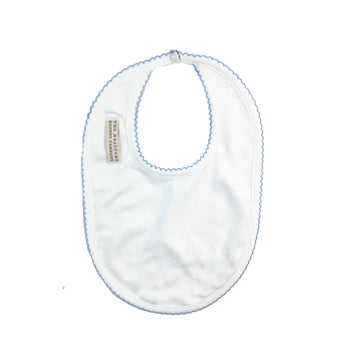 BELLYFUL BIB - WORTH AVENUE WHITE W/ BUCKHEAD BLUE PICOT TRIM