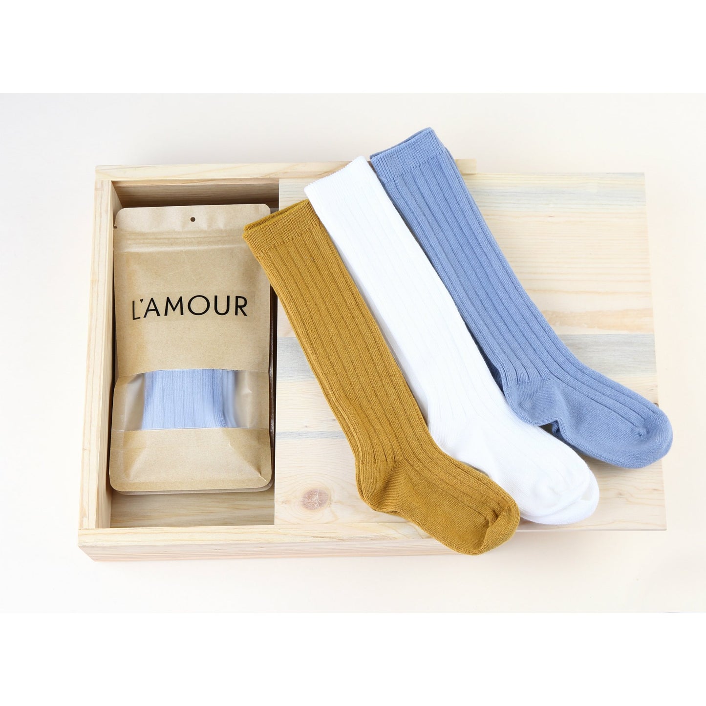 RIBBED KNEE HIGH SOCKS - MUSTARD