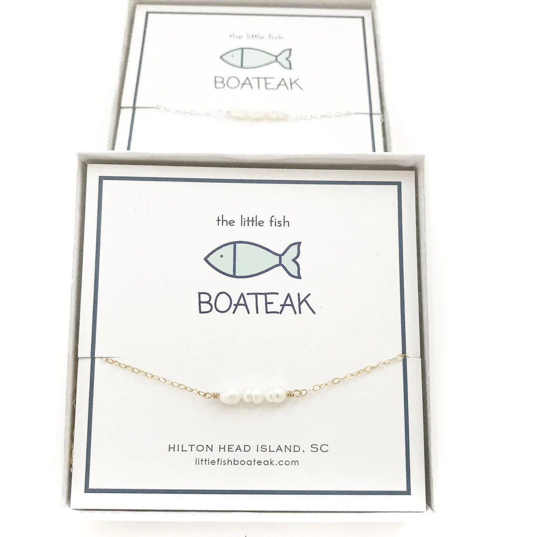 FRESHWATER PEARL 3 BEAD NECKLACE GOLD