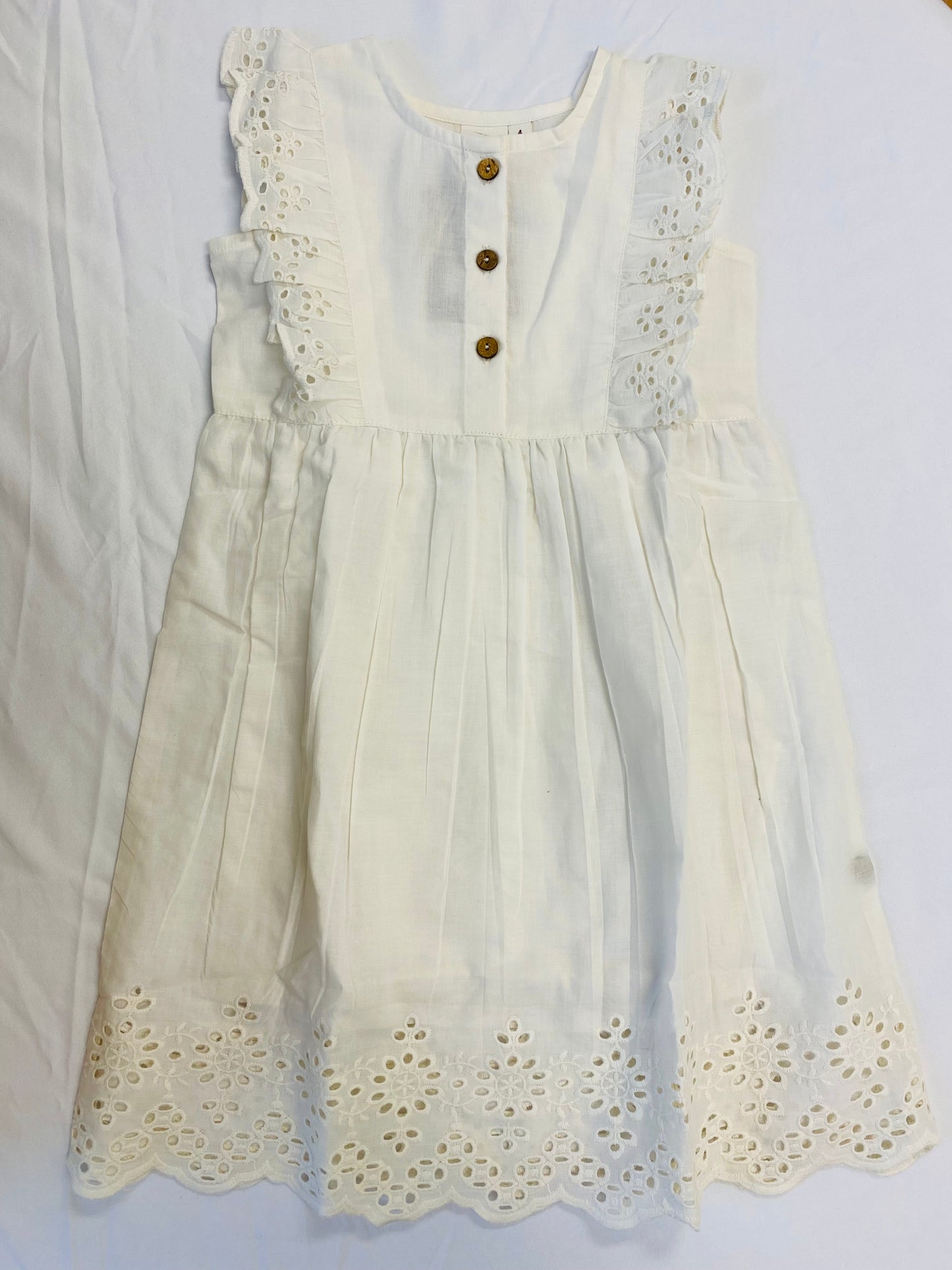 EYELET DRESS - WHITE