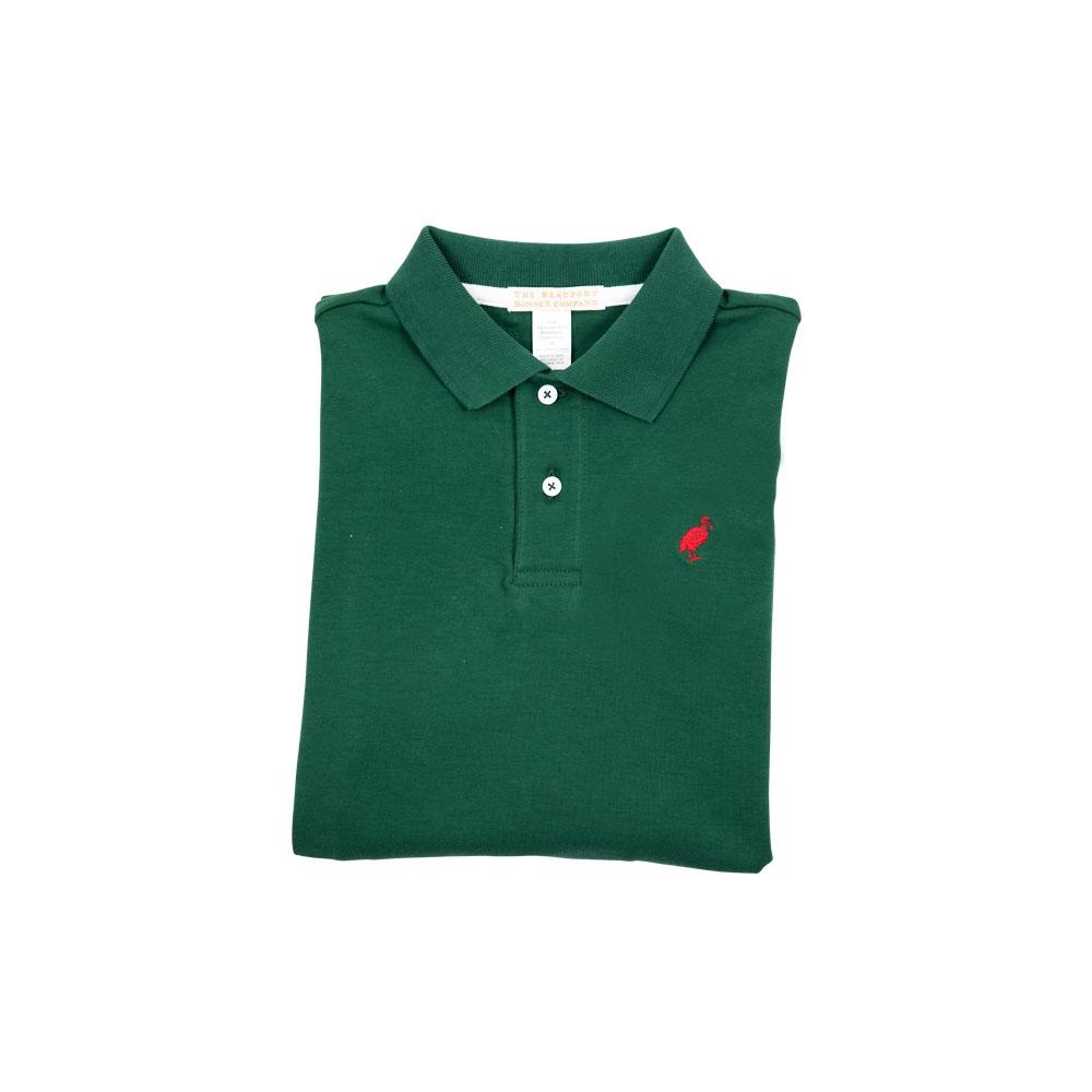 LONG SLEEVE PRIM & PROPER POLO - GRIER GREEN WITH RICHMOND RED STORK