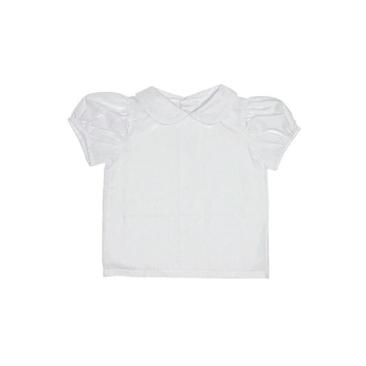 MAUDE'S PETER PAN COLLAR SHIRT SS WOVEN - WORTH AVENUE WHITE