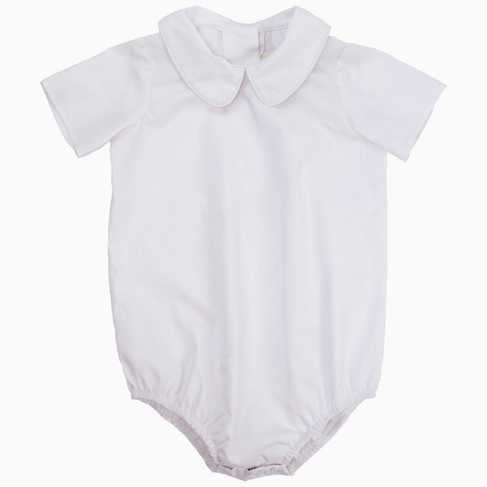 PETER PAN  SHIRT - WOVEN SHORT SLEEVE ONESIE - WORTH AVENUE WHITE
