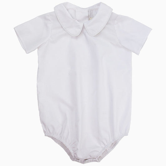 PETER PAN  SHIRT - WOVEN SHORT SLEEVE ONESIE - WORTH AVENUE WHITE