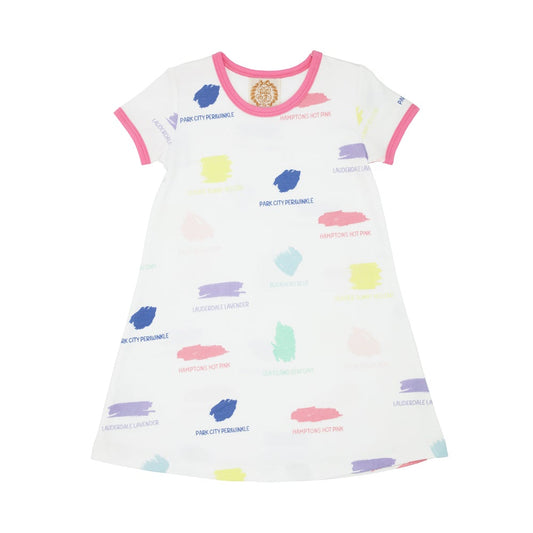 POLLY PLAY DRESS - SIR PROPER'S PALETTE WITH HAMPTONS HOT PINK