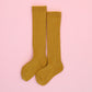 RIBBED KNEE HIGH SOCKS - MUSTARD