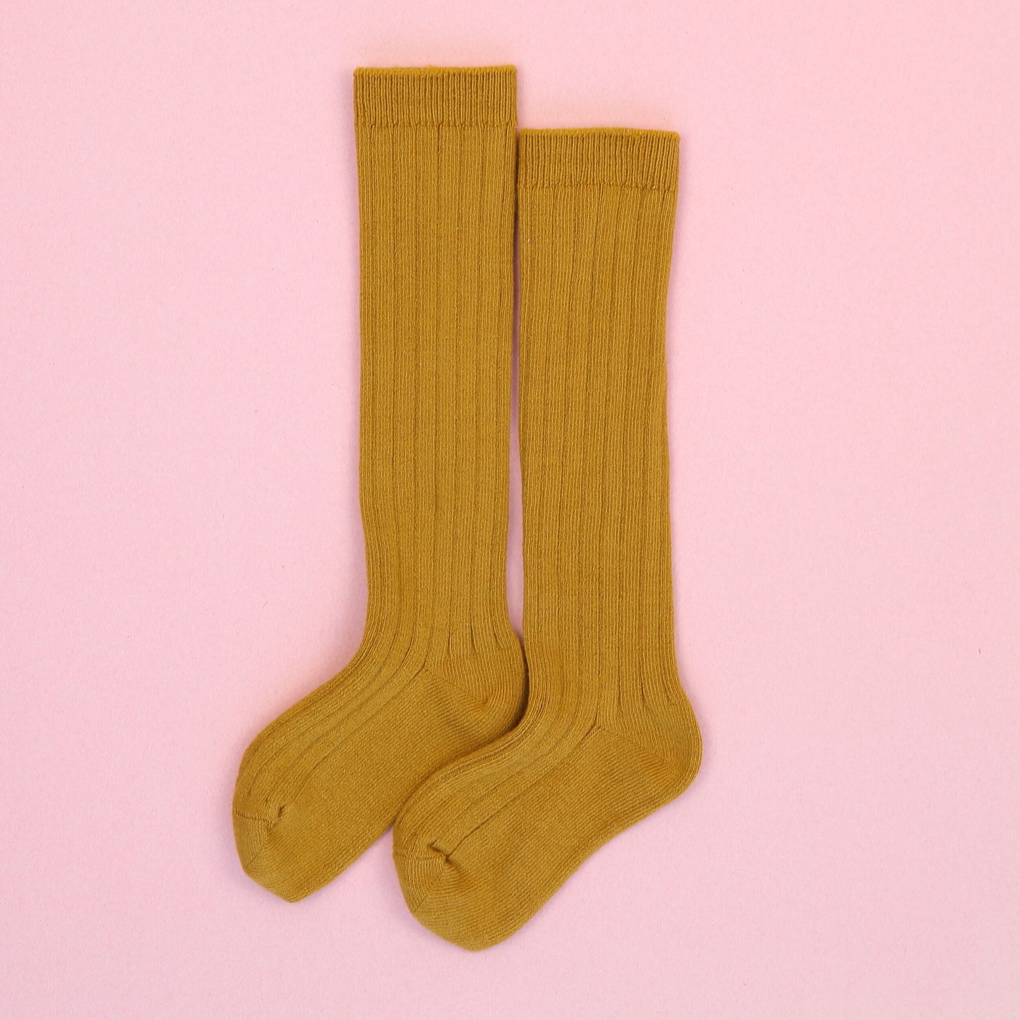 RIBBED KNEE HIGH SOCKS - MUSTARD