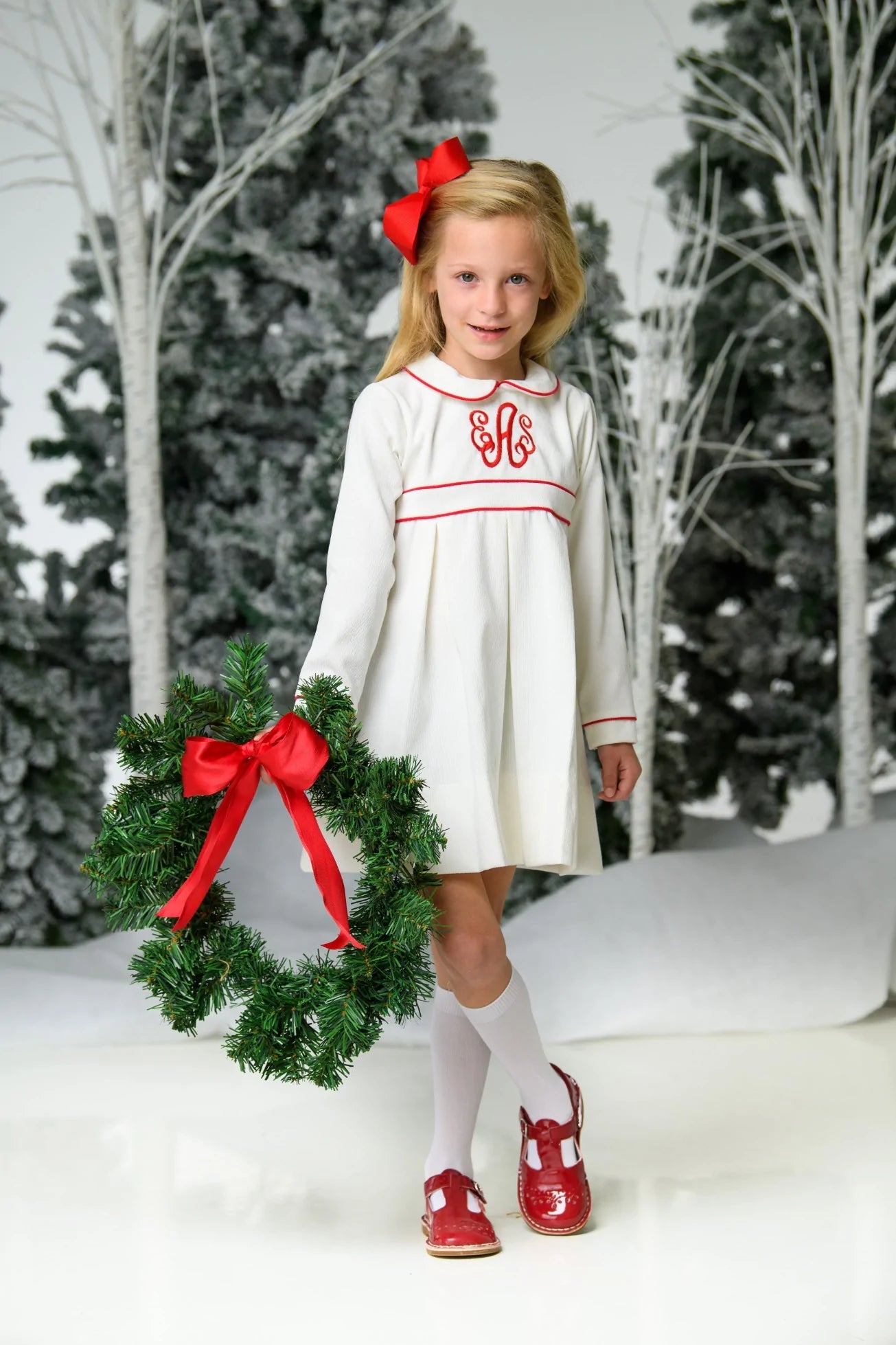 HOLLY DRESS LONG SLEEVE - WHITE/RED