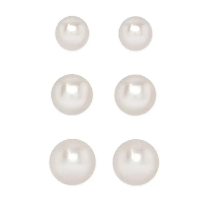 GRADUATED FRESHWATER PEARL STUD SET - STERLING SILVER