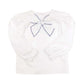 BEATRICE BOW BLOUSE - WORTH AVENUE WHITE WITH NANTUCKET NAVY