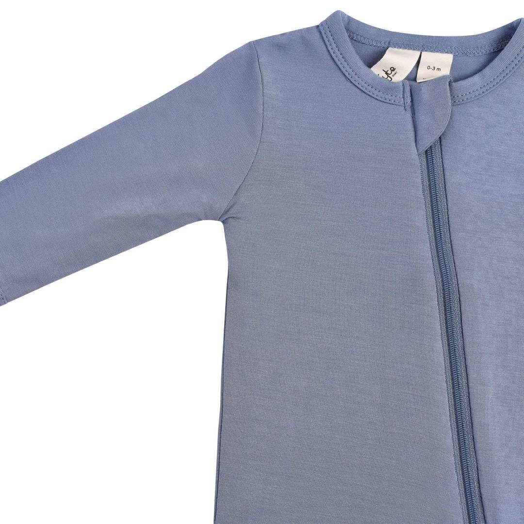 ZIPPERED FOOTIE - SLATE
