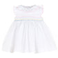 WHITE BLOOMY'S DOT PLEAT DRESS - SMOCKED IN RAINBOW COLORS
