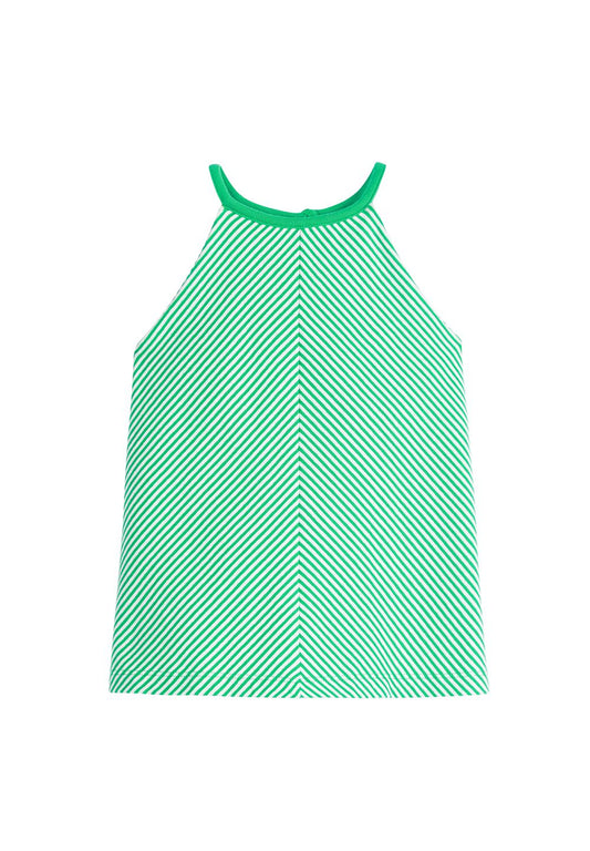 MIXED STRIPE HALTER - KELLY GREEN